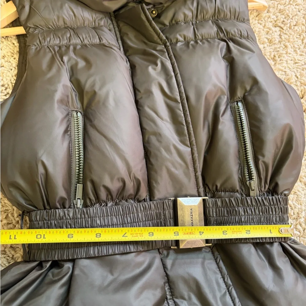 BCBGMaxAzria Dark Army Green Puffer Vest with Belt - Picture 6 of 10